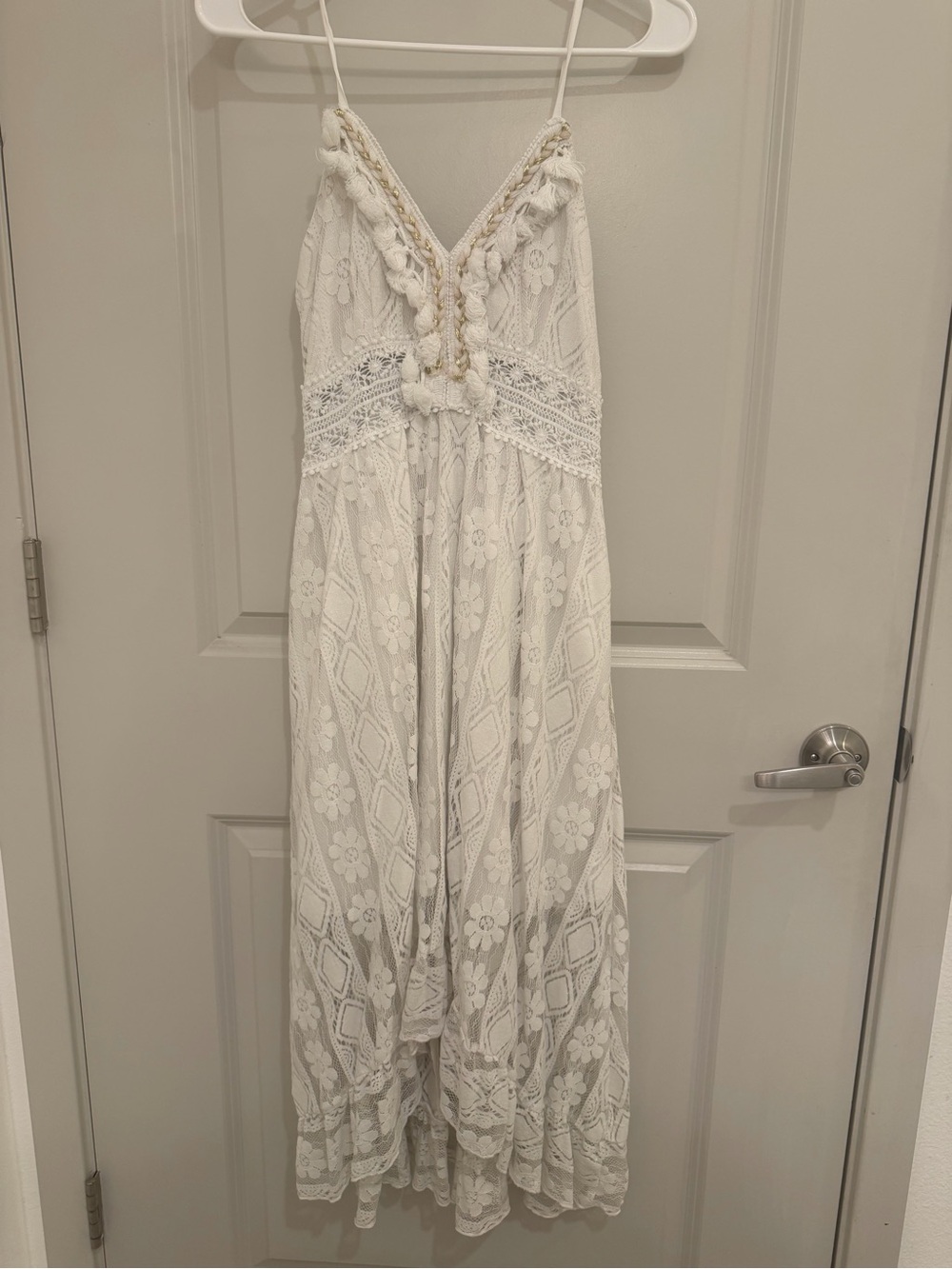 Cupshe White Lace Boho Maxi Dress
